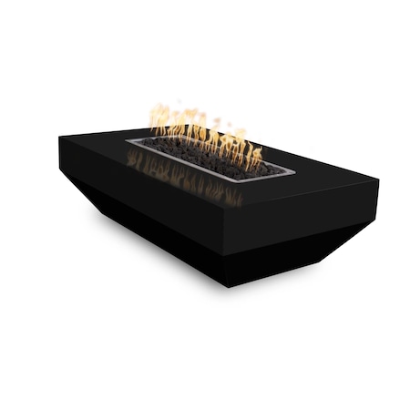 The Outdoor Plus 108 Rectangular Moderno Fire Pit, Powder Coated Metal, Black, Play Electronic Ignition, Natural Gas OPT-MODPC10828EKIT-BLK-NG